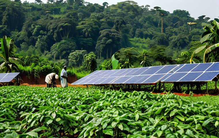 중앙아프리카 공화국에서 발생한 주요 사건 - Sustainable Agriculture**
"A lush, green organic farm in Central African Republic. Farmers are harv...