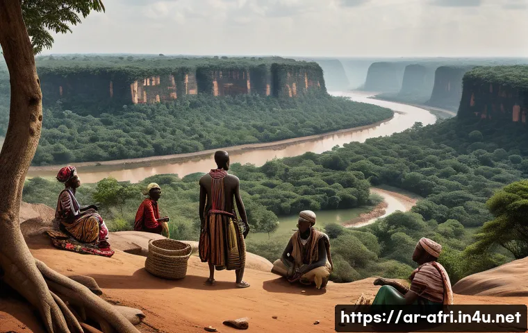 중앙아프리카 공화국 역사적 전투 - A detailed scene depicting a tense tribal conflict in the Central African Republic, showcasing diver...