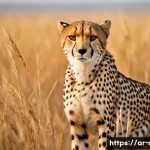 중앙아프리카 공화국 야생 동물 촬영 - A serene early morning scene in the Central African Republic wildlife reserve, featuring a sleek che...