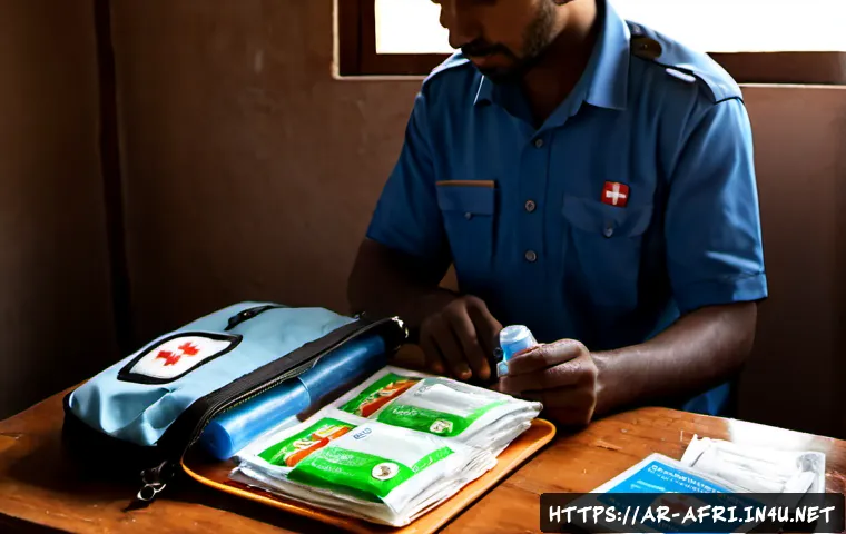 중앙아프리카 공화국 방문 전 주의사항 - Photorealistic travel-preparedness scene for a Central African Republic visit, an Arab traveler in m...